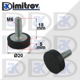 Антивибрационен тампон М 6 х Ø 20 х 5 mm Антивибрационен тампон М 6 х Ø 20 х 5 mm